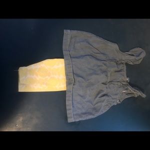 Chambray ruffle tank with Capri leggings